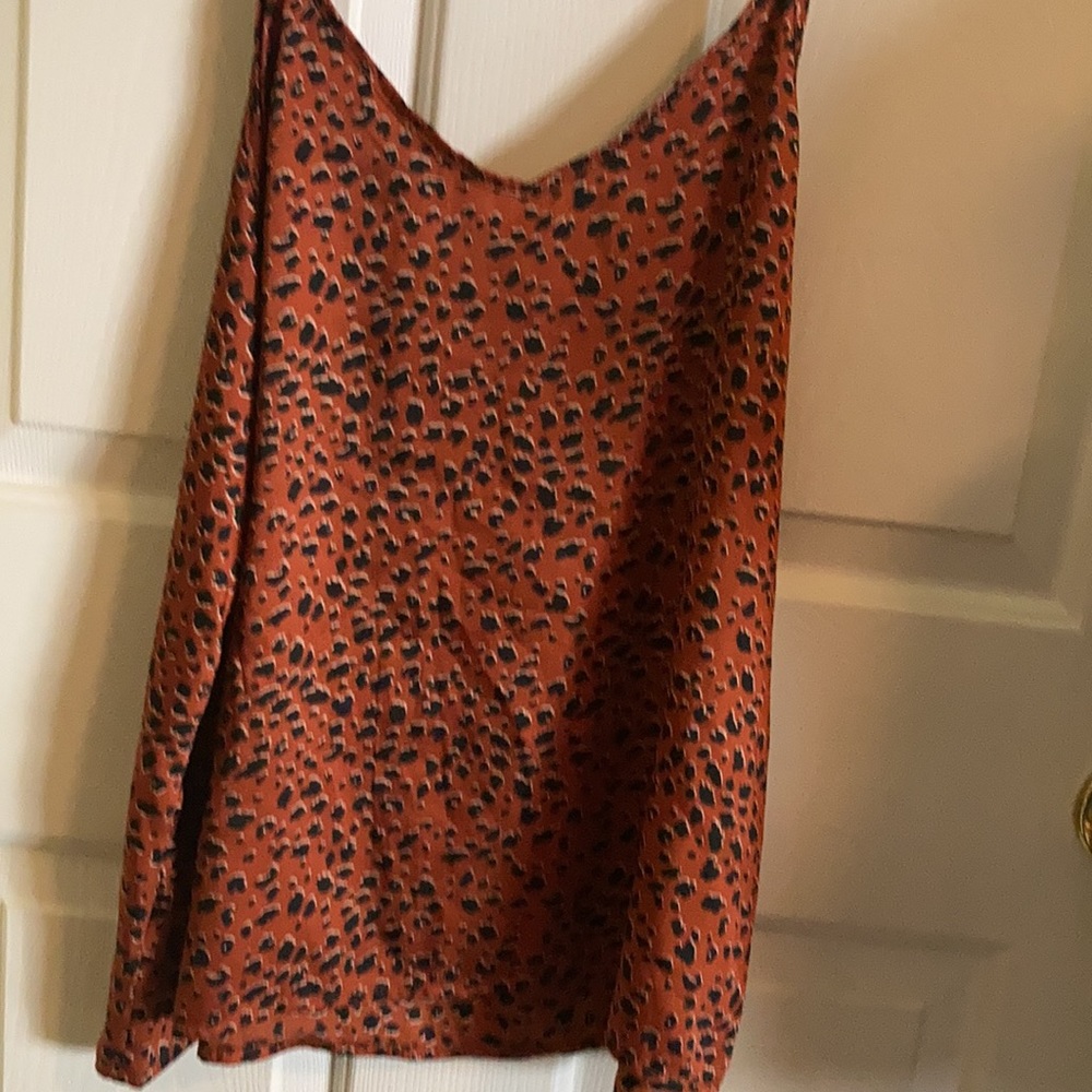 Tan top Entro size large brown leopard print adjustable straps - Picture 4 of 5